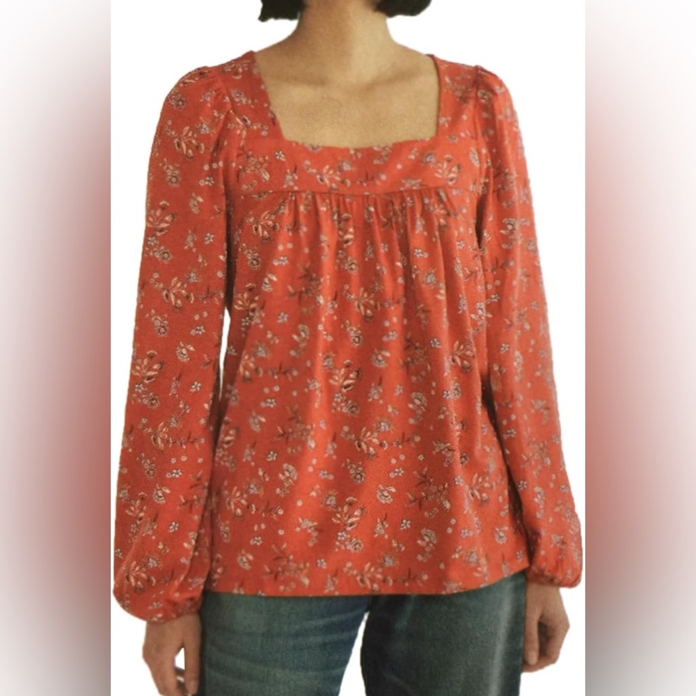 Lucky Brand Women's Long Sleeve Floral Peasant Top